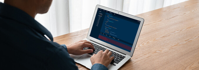 Software development programming on computer screen for modish application and program coding