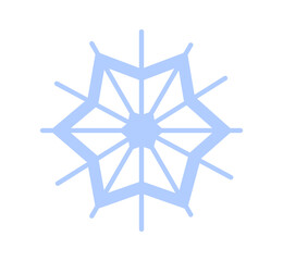 Blue snowflake sticker. Winter season and snowy cold weather. Christmas and New Year. Geometric logotype. Social media cover. Flat vector illustration