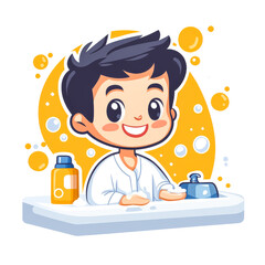 Fototapeta premium Smiling Child Washing Hands as Part of a Daily Hygiene Routine