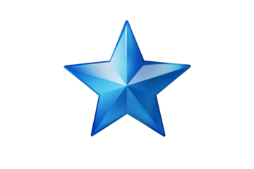 A vibrant blue star shape with a three-dimensional effect, perfect for creative designs and digital art.
