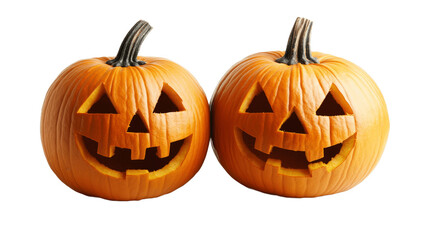 Obraz premium Halloween Jack o Lantern Pumpkins with a spooky faces Isolated on a transparent background