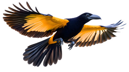 Obraz premium Greater Ani Bird, Flying, on Transparent Background PNG, Wallpaper, Cover and Screen for Smartphone, PC, Laptop, Graphic, Transparent PNG