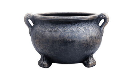 Steel witch cauldron Halloween decorative object isolated on transparent background