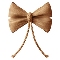 A brown ribbon bow with a rope tied to it