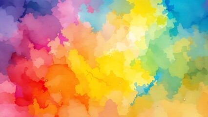 vibrant watercolor painting with a blend of various bright colors merging into each other, creating an abstract and visually appealing effect