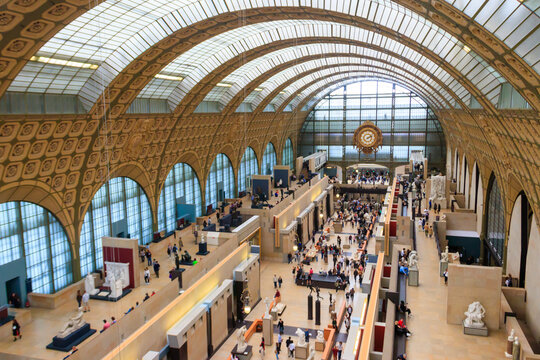 Inside Musee d'Orsay in Paris, France. Located in the former Gare d'Orsay train station