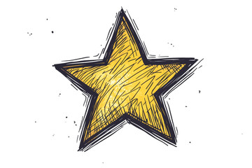 Hand-drawn yellow star illustration on a white isolated background for creative designs and presentations.