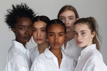 Obraz premium diverse group of young women in white shirts
