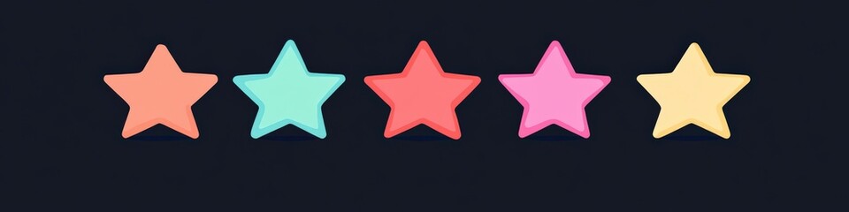 Obraz premium Five Star Rating. Quality Rating Icon for Apps and Websites. Isolated 5 Stars Icon for Online Reviews