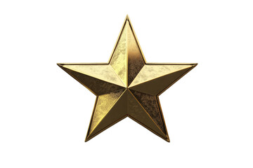 Obraz premium Shiny gold star on a transparent background, ideal for awards and recognition themes.