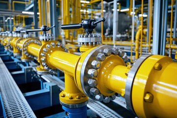 Fototapeta premium Flow Control: Oil Flow Valve Management in Industrial Plant for Gas & Energy Sector