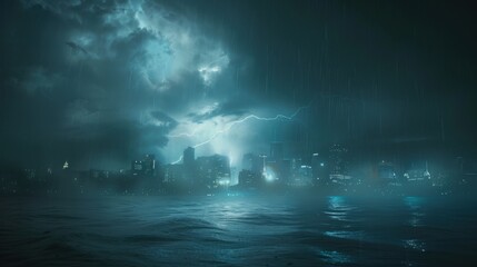 The abstract nature of lightning is captivating. Dark clouds and rain complete the dramatic picture.