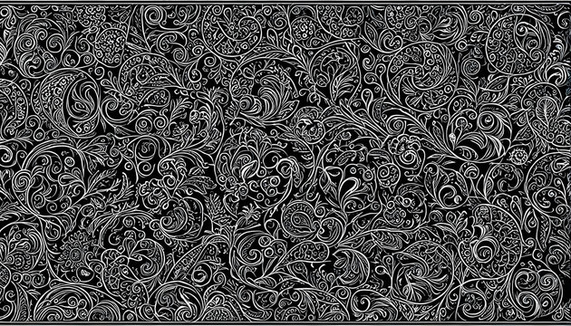 Black and white intricate swirl pattern background