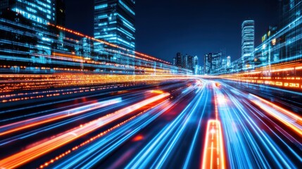 Fototapeta premium AI Powered Smart City with Dynamic Urban Lights