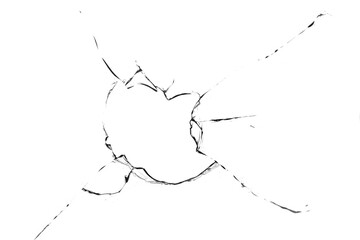 Texture of broken glass on a transparent background