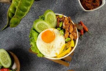 rice bowl lunch box topping chicken home made