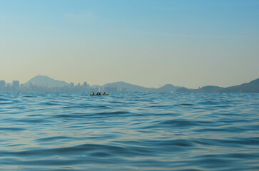 waves on the sea with a boat 