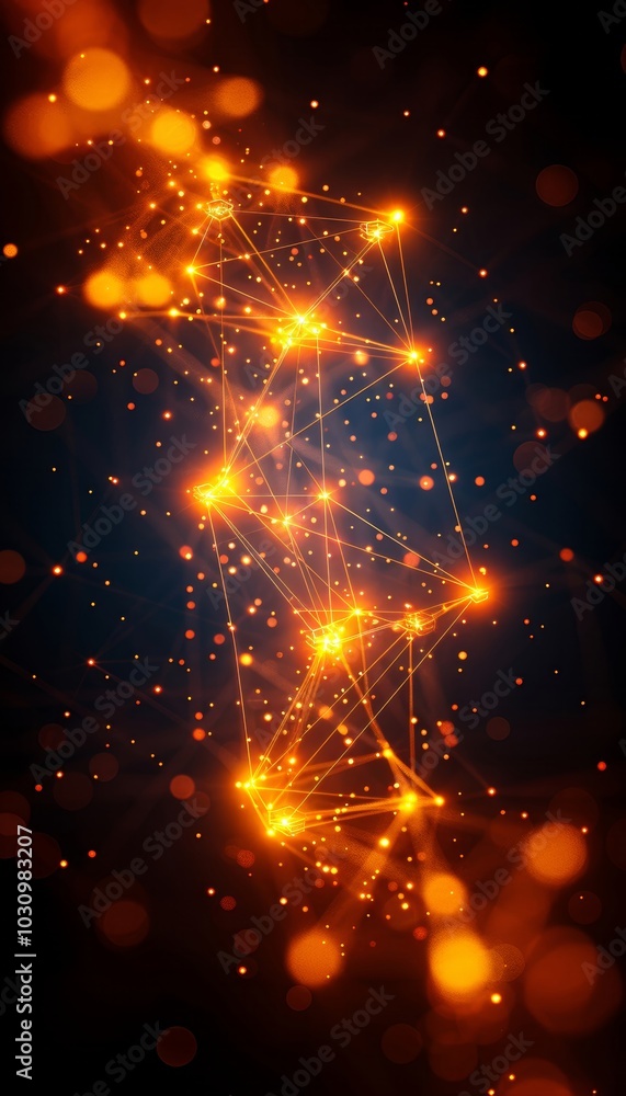Poster an intricate display of glowing lines and dots forms a vibrant abstract pattern, reminiscent of a ne