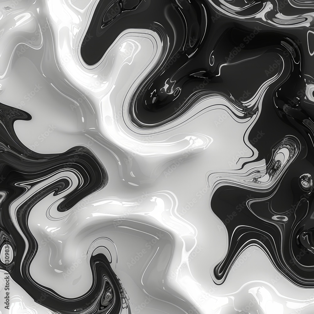 Poster unique swirling patterns in black and white create a striking abstract effect. the artwork showcases
