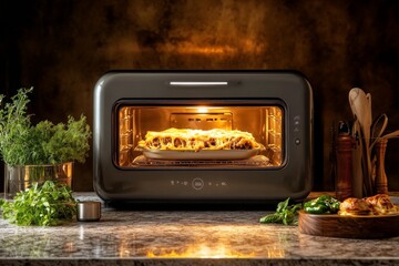 Modern Oven with Delicious Baked Dish