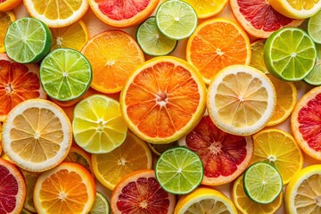 Fototapeta premium Vibrant Citrus Fruit Slice Background for Freshness and Health Themes
