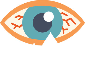 This illustration shows bloodshot eye, representing health issues