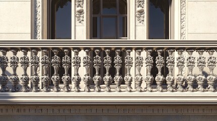 Enchanting Gothic Architecture 3D Render: Exquisite Balcony with Intricate Ironwork Detailing