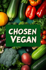  Assorted Fresh Vegan Vegetables Arranged on Green Background for Healthy Plant-Based Food and Lifestyle Promotion with Vibrant Colors and Organic Produce