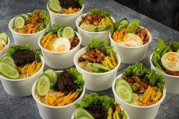 rice bowl lunch box topping chicken home made