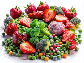 Vibrant Crunchy Freeze-Dried Fruits and Vegetables Still Life for Healthy Living
