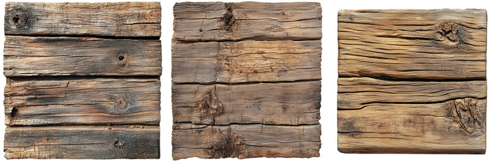 Set of wooden siding with deep cracks and rich texture isolated on transparent background  (3)