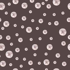 pearls of different sizes seamless pattern of watercolor illustrations on a dark background base for the design of cards textile tableware wedding invitations