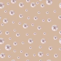 pearls of different sizes seamless pattern of watercolor illustrations on a beige background basis for the design of cards textile tableware wedding invitations