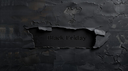 Torn black paper with "black friday" text, perfect for dark and dramatic sales or promotional designs 