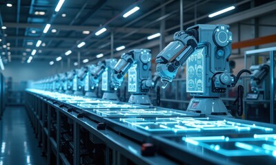 Fototapeta premium Smart Automation in Modern Manufacturing Facility