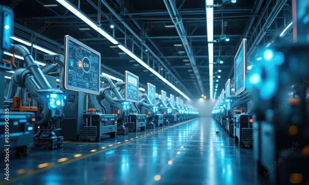 Poster advanced automation in modern industry setup