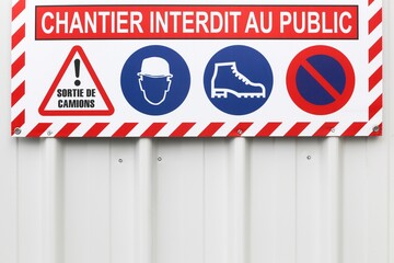 Safety signs on an industrial site in French language