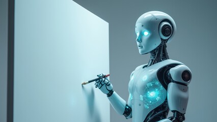 Robot Creating Art on a Blank Canvas