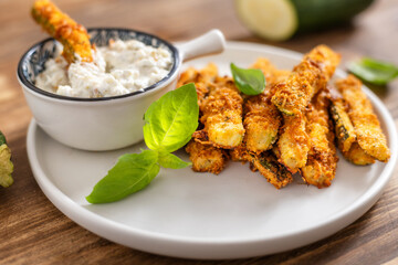 Crispy Baked Zucchini Fries with Dip
