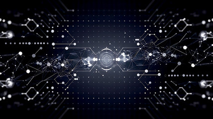 Abstract Data Technology Background in 4K Dark-Themed Visual with Dots and Lines Connecting in High-Resolution