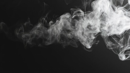 Abstract white smoke wisps floating on a black background.