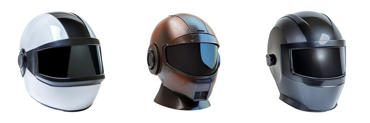 Fototapeta premium Set of a high-tech welding helmet isolated on transparent background (2)