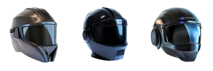 Set of a high-tech welding helmet isolated on transparent background