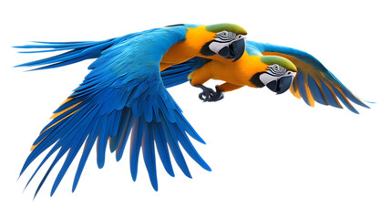 Obraz premium Blue-and-yellow Macaw Bird, Flying, on Transparent Background PNG, Wallpaper, Cover and Smartphone Screen, PC, Laptop, Graphic, Transparent PNG