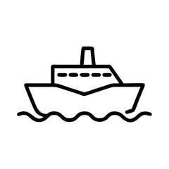 Obraz premium Cruise Ship Icon in Minimalist Style on Waves