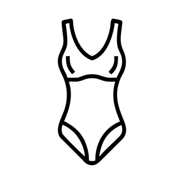 recommend clip art: One-piece swimsuit icon in black and white outline