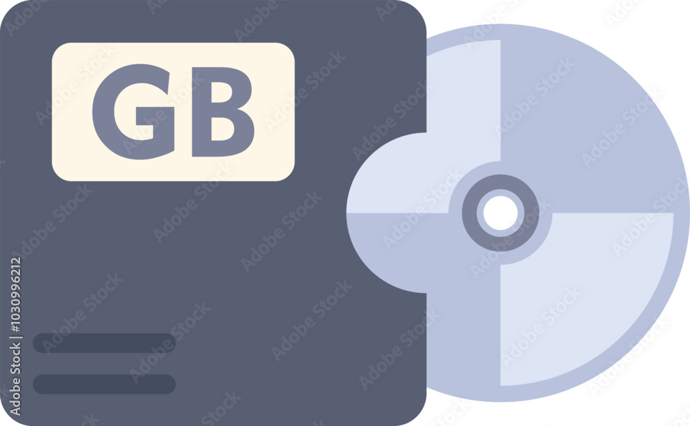 Poster software box indicating a storage size of one gigabyte with a cd in the foreground