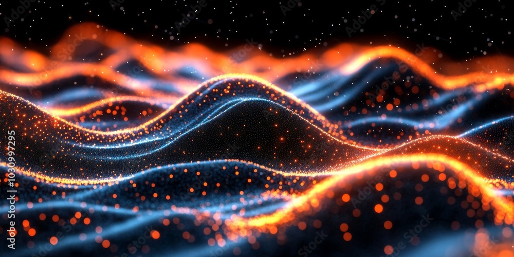 Aufkleber advanced telecommunication technology is visually represented in a 3d network landscape.