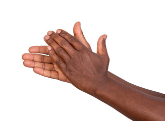 Man clapping his hands isolated on white or transparent background