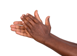 Man clapping his hands isolated on white or transparent background